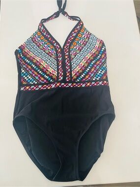 Aqua Green Halter One Piece Swimsuit Size L